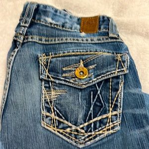 BKE STARLITE STRETCH DENIM 24x33.5 Extreme Distressed Flare cotton spandex blend